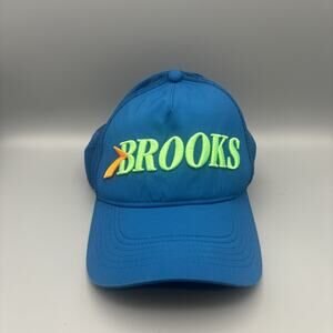 Brooks Running Hat Trucker Cap Embroidered Logo Blue Snapback Men